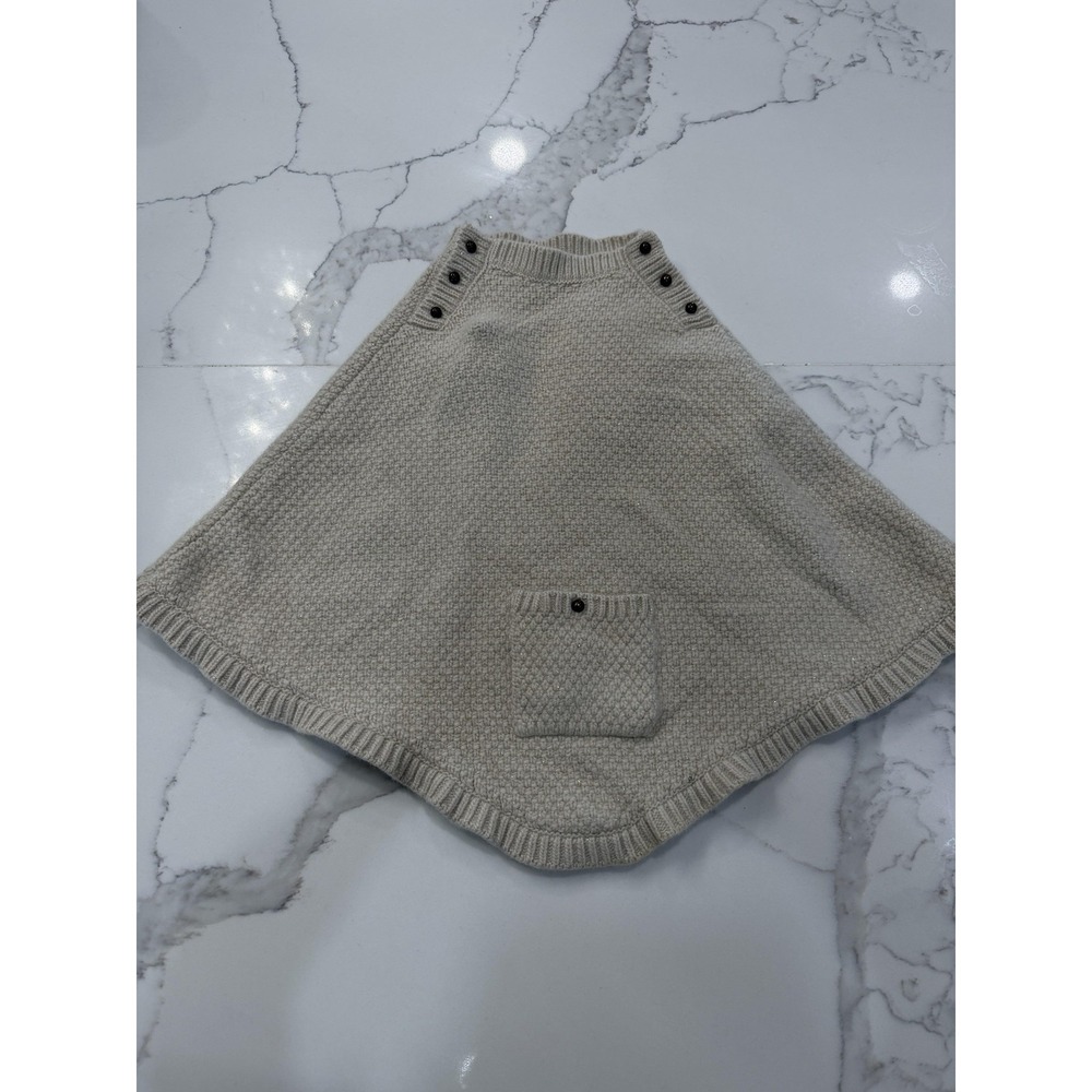 Louis Louise Poncho Girls 2T Beige Wool Cashmere Knit Button Pocket Cozy